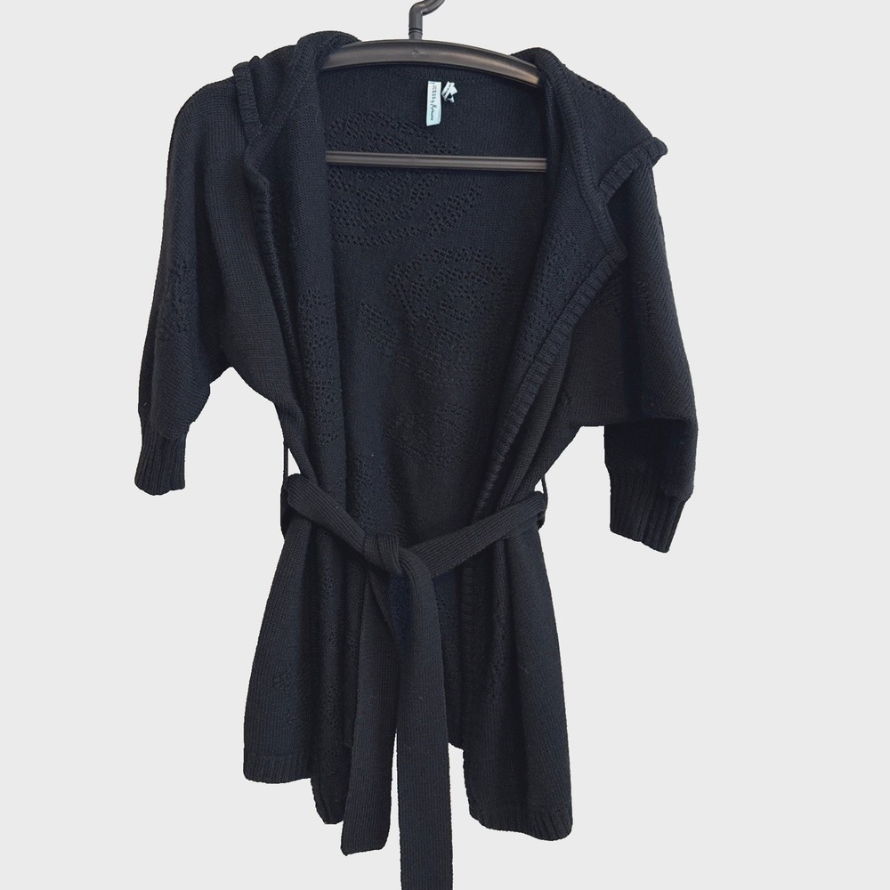 Guess by Marciano Black Belted Cardigan Sz S Layers 3/4 Sleeve Casual Office